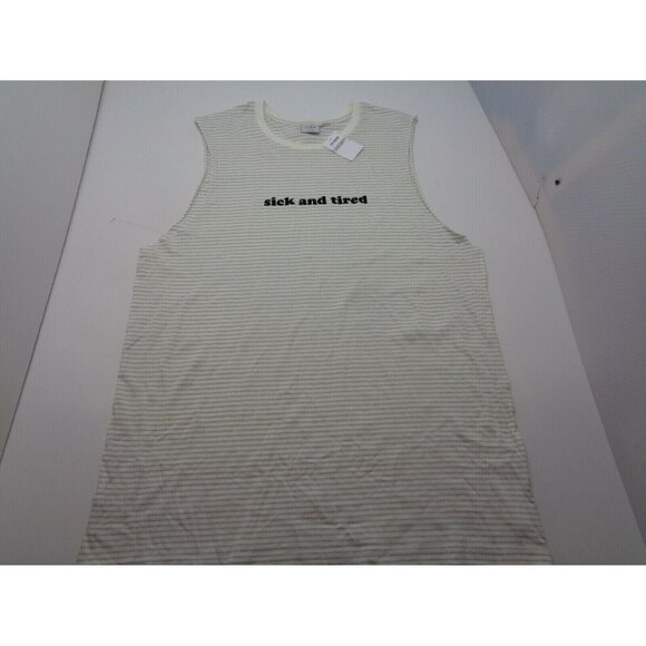 Cotton On Muscle "Sick and Tired" Men's T-Shirt Color Striped  Size L - Picture 1 of 6